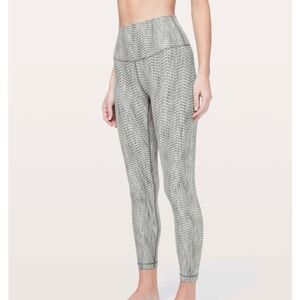 lululemon Wunder Under HR  25” Tight Sz 12 Arrow Jacquard Dark Olive Grey Sage